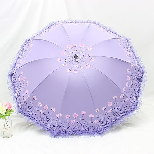 Vista 3 de Ulalaza Vintage Princess Lace Sunny Rain Umbrella UPF 50+ UV Light Windproof Strong Auto OpenClose Anti-UV Portable Travel Umbrella with Reflective