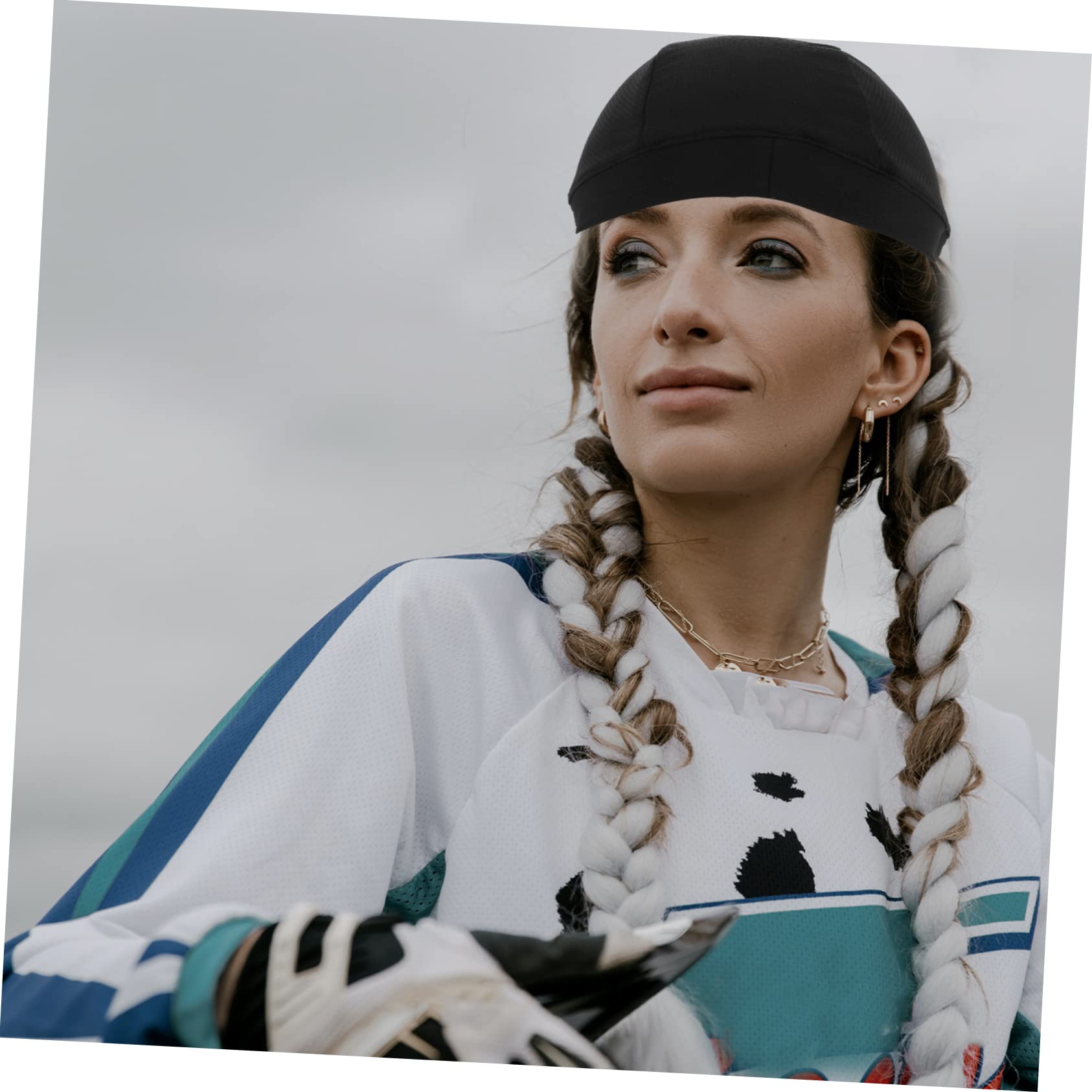 Holibanna Supple Elastic Quick Drying Cap Cooling Hard Hat Liner for Cycling Comfortable Stylish Black