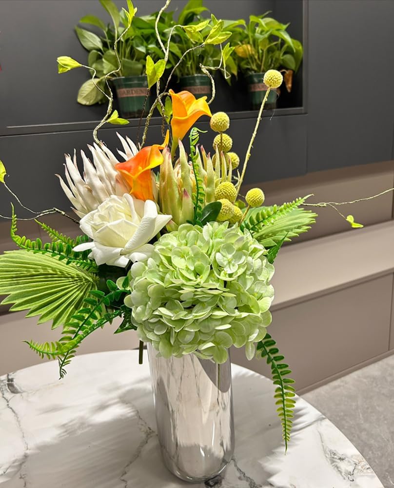 NatureMan 4Pcs Hydrangea Artificial Flowers, 20'' Latex Real Touch Hydrangeas Large Hydrangea Flowers for Home Decor Party Arrangements Wedding Bouquets Centerpieces (2Dark Green&2Light Green) - Image 6