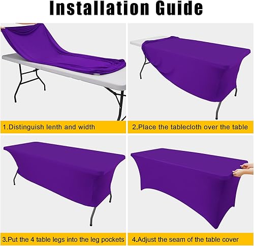 Miniatura 192 de Smiry Paquete de 2 manteles de elastano de 6 pies, elásticos ajustables, lavables y sin arrugas, rectangulares para mesa de patio, para exteriores,
