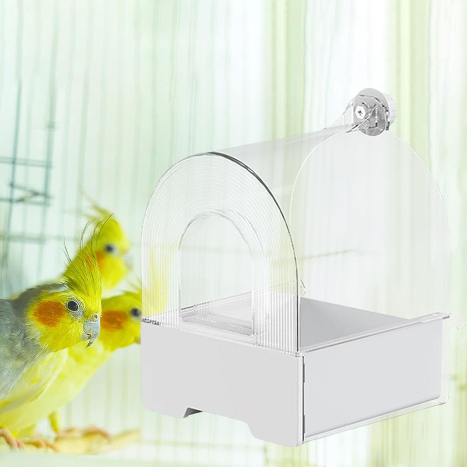 Vasca da Bagno per Pappagalli con Ganci, Scatola per Il Bagno degli Uccelli Domestici, Vasca per Uccelli, Pappagallino Ondulato, Canarino, Pappagallin, Bianco