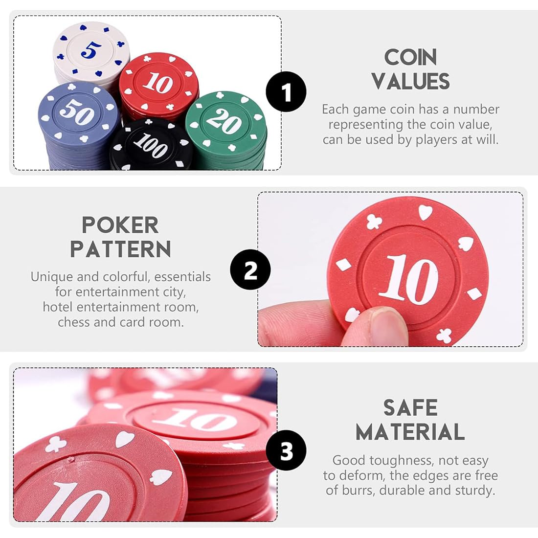 Fiches Poker con Scatola, Set da Chips Poker, 5 Colori, Set di Gettoni da Poker per feste per Serate di Gioco, Chip da Casinò per Poker