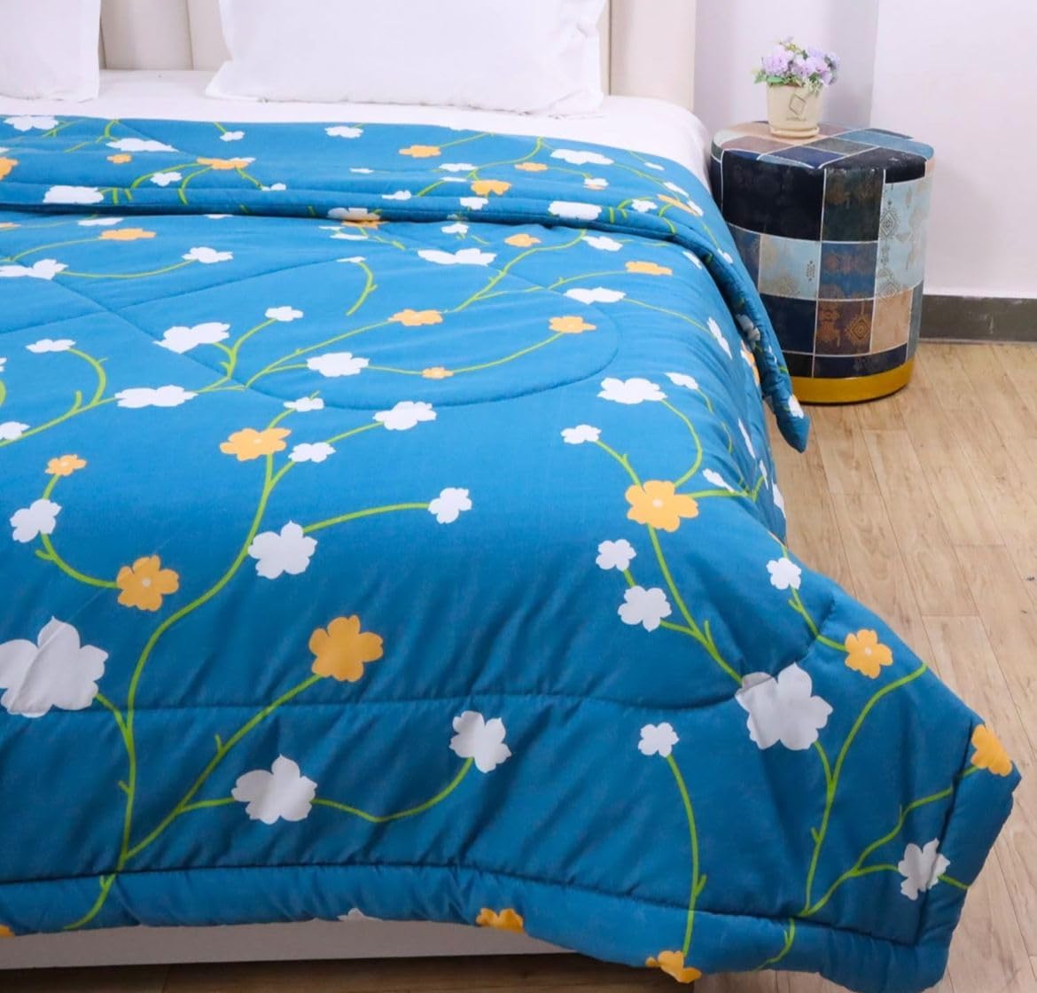 All Season Supersoft Lightweight Single Bed AC Comforter | Duvet | Blanket | Quilt. Size (60 x 90 Inches). (Blue)-picture-31