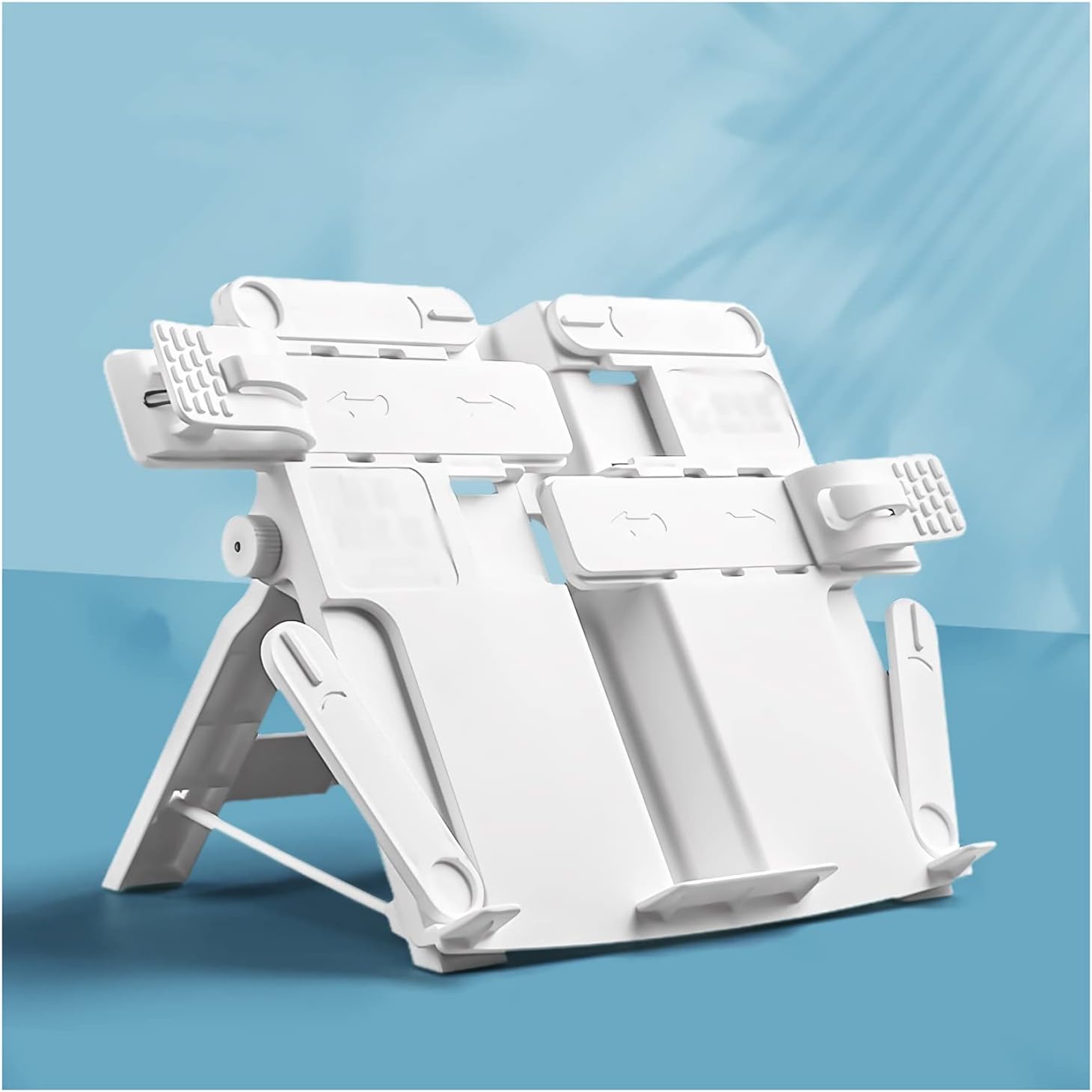 Book Stands and Holders for Reading 8 x 8 inch Laptop/Book/Music Stand Tray, 180° Adjustable Book Page Holder, Foldable Textbook Stand for Home, School, Library for Kitchen and Office (White )