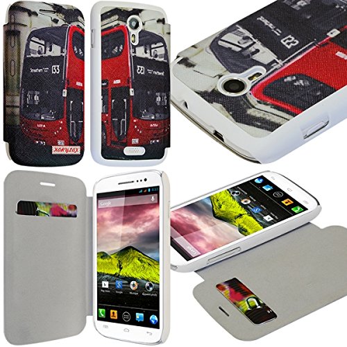 KARYLAX Seluxion - Coque Housse Etui à Motif KJ01 Rabat latéral et Porte-Carte pour Wiko Cink Five + Film de Protection