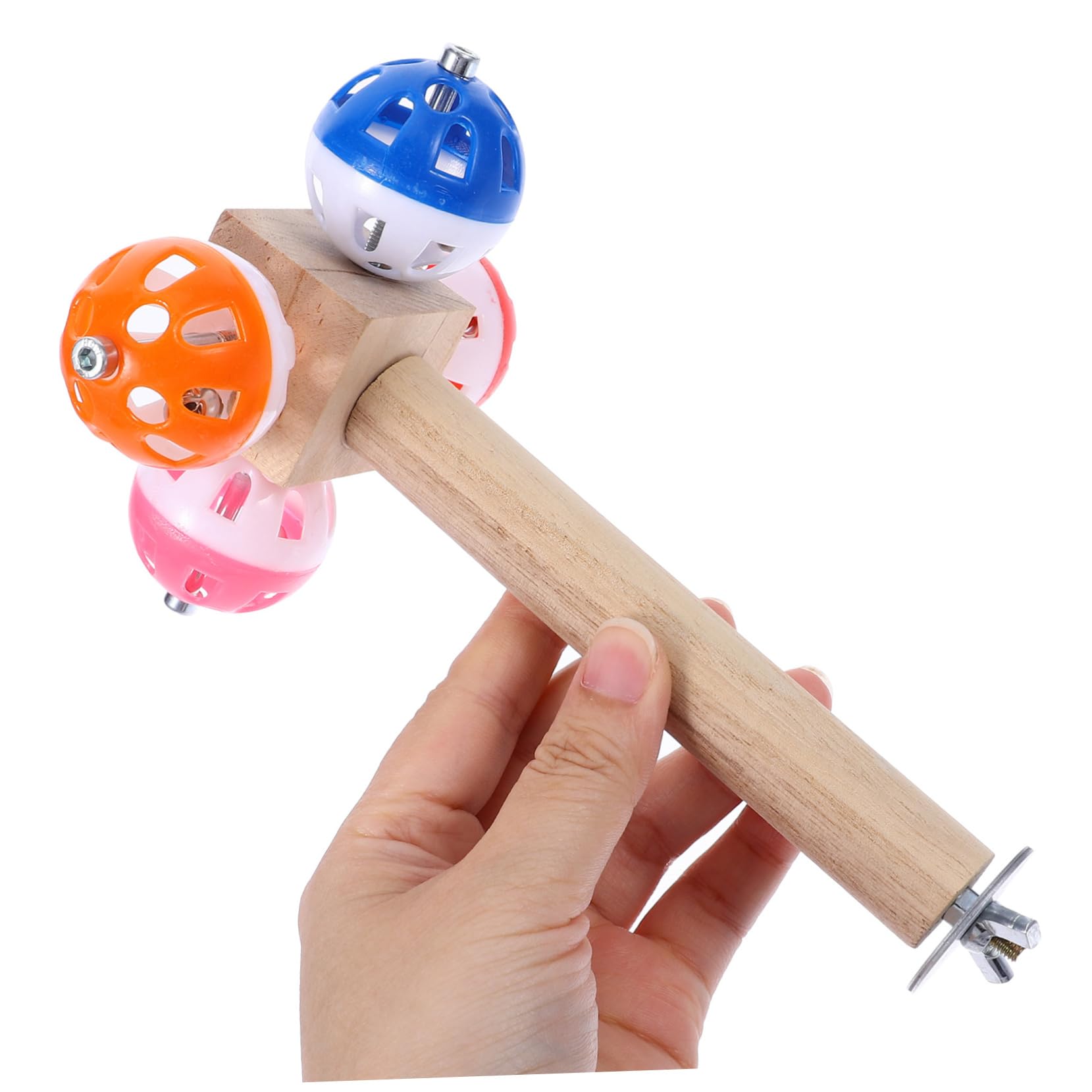 VANZACK 3pièces Perchoir à Oiseaux Bois avec Ballon Rotatif Jouet Activité pour Perroquets Et Perroquets Conures Accessoire Naturel pour Cage à Oiseaux