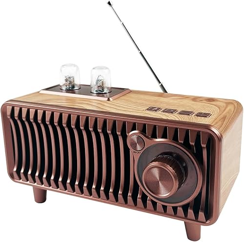 Altavoz Bluetooth de radio FM recargable portátil retro con doble altavoz estéreo, reproductor AUXUSBTFMP3, conexión TWS compatible, ideal para uso
