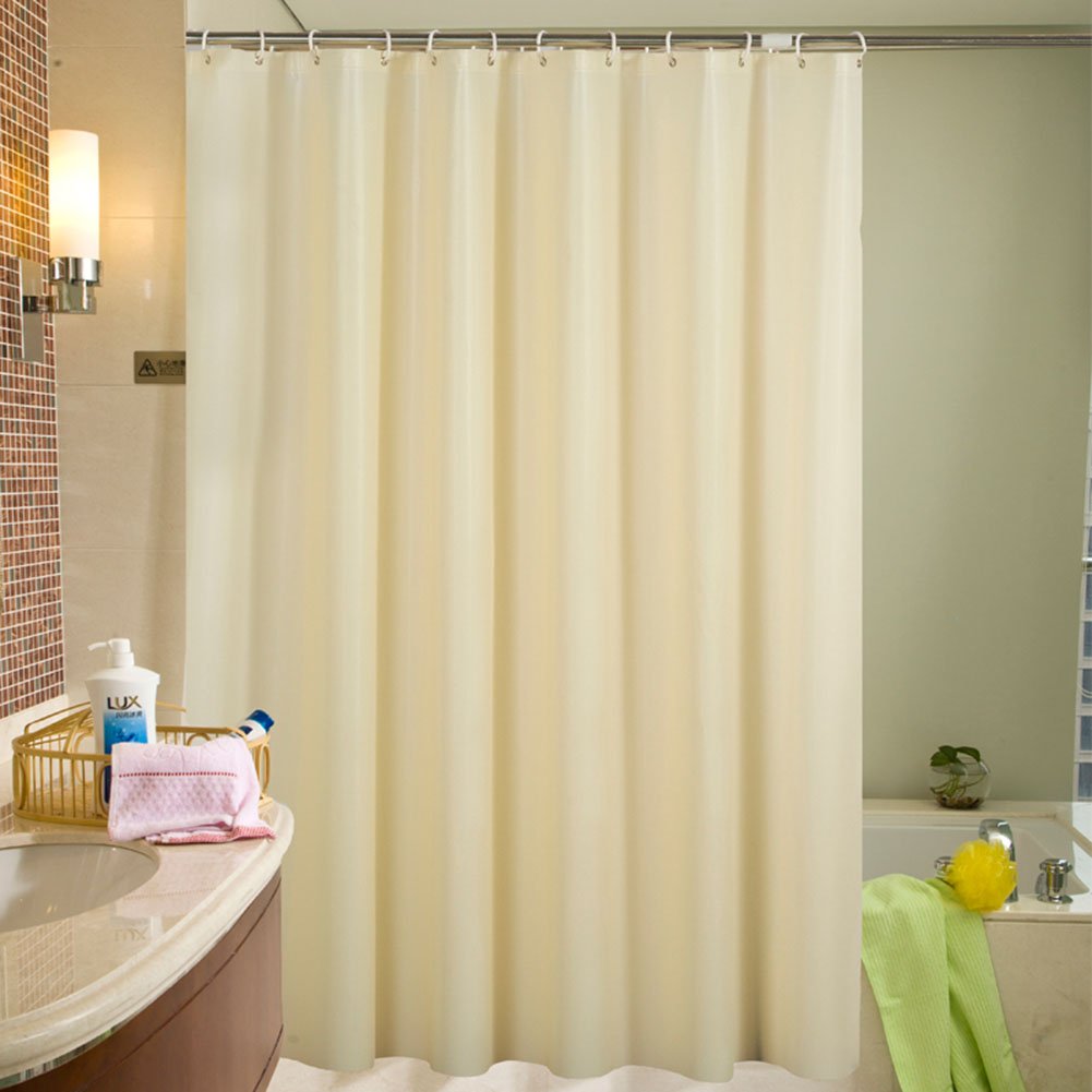PEVA Waterproof and Mildew Resistant Shower Curtain Liner with Hooks for Home and Hotel, Beige, 72” x 78”