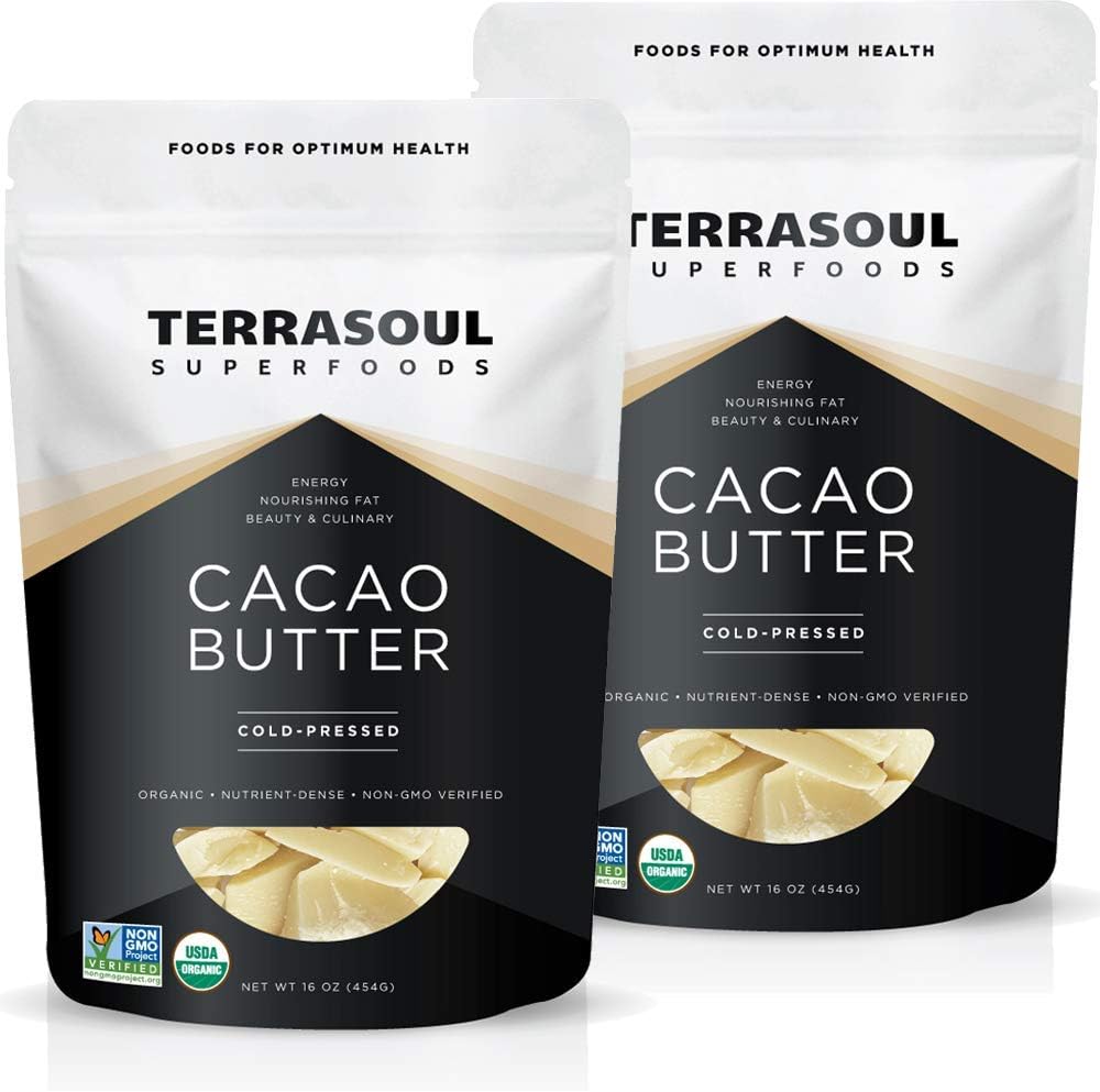 Terrasoul Superfoods Organic Cacao Butter, 2 Lbs - Raw | Keto | Vegan | Unrefined