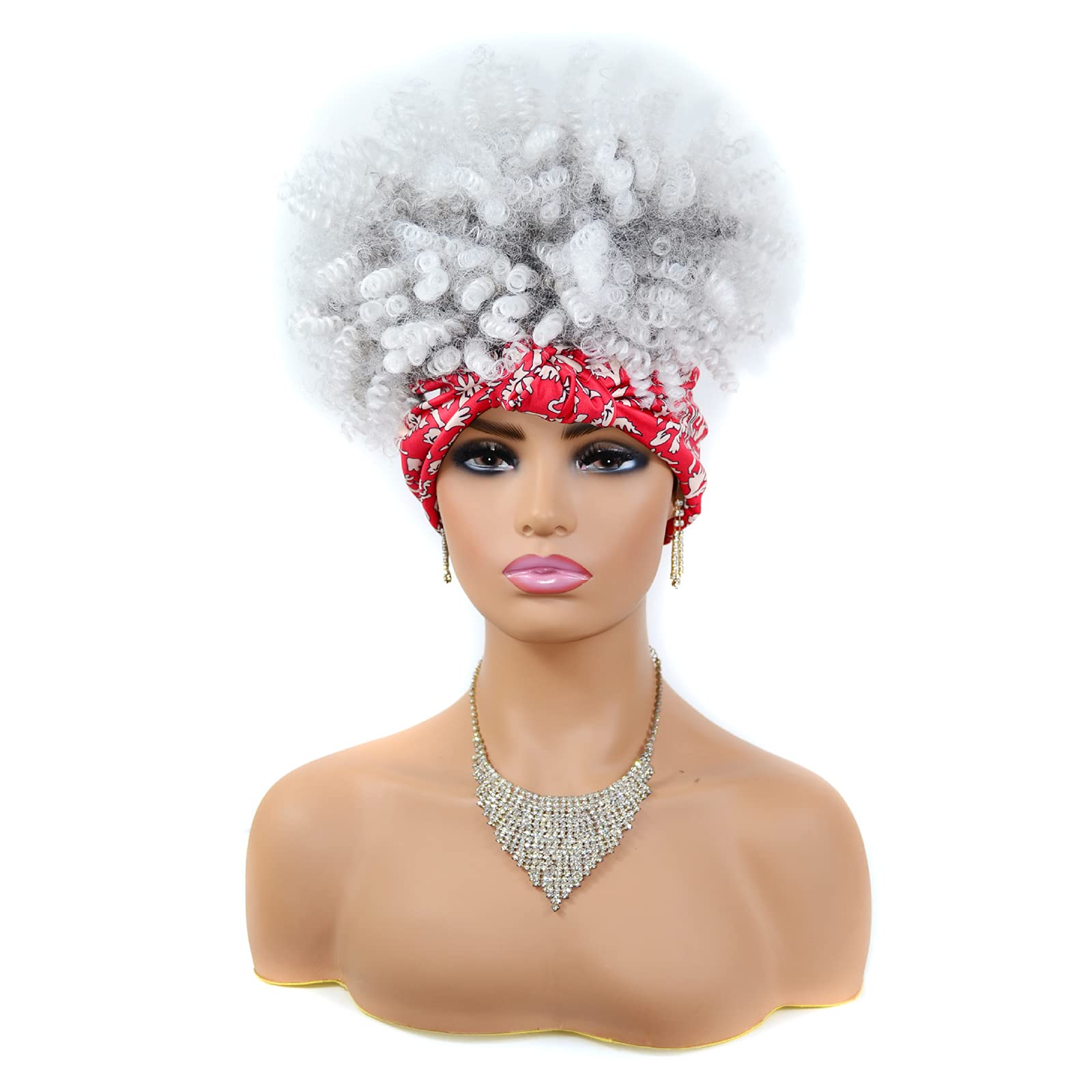 Perruque bouclée avec foulard pour masquer la perte de cheveux facilement