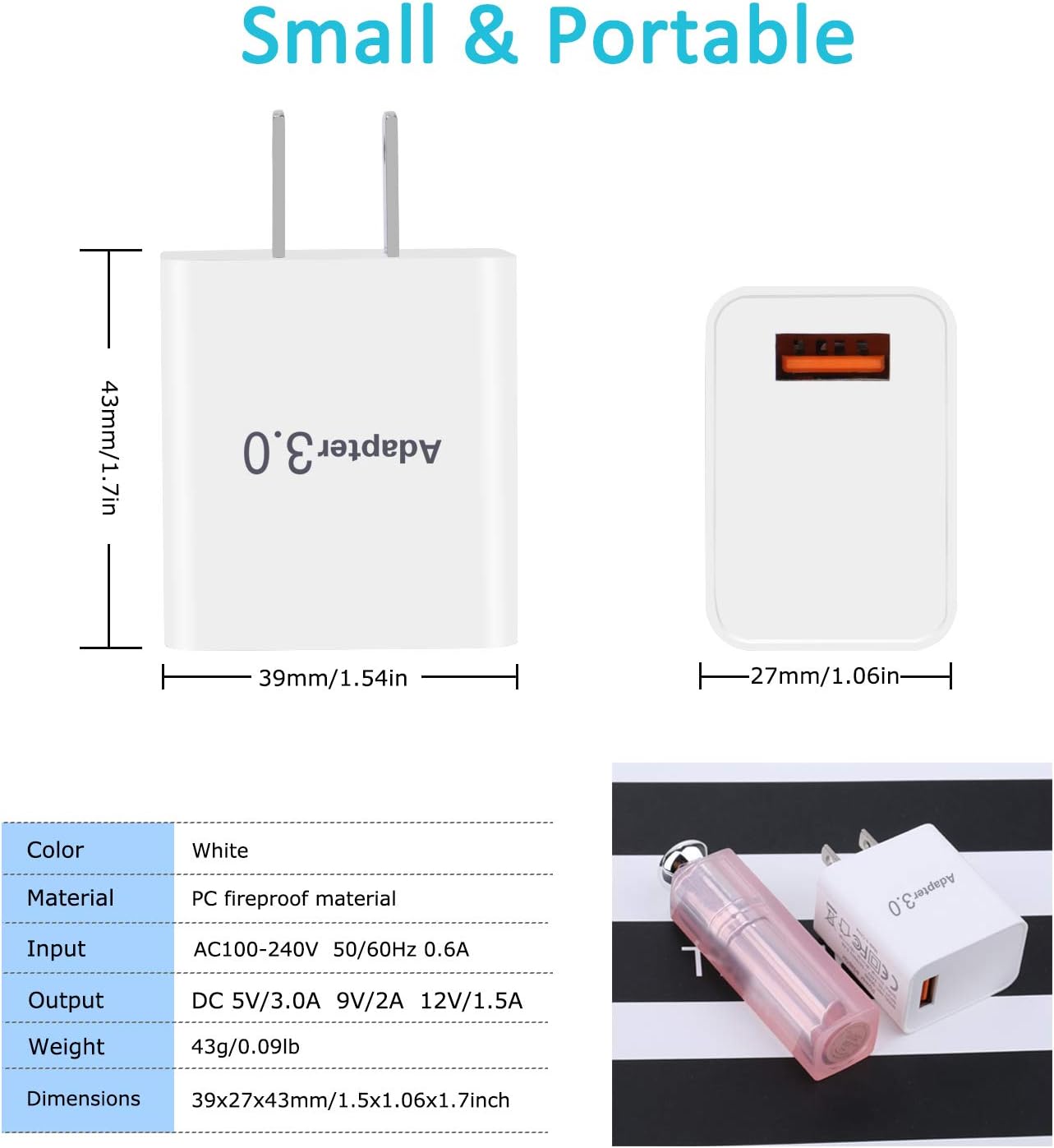 Fast Charge 3.0 Wall Charger, Besgoods [4Pack] 18W USB Fast Charging Block Compatible with iPhone 14 Pro Max 13 12 11 X XR Wireless Charger Galaxy Android Phones Black Black White White image 4 of 7 B07QK6JSKV
