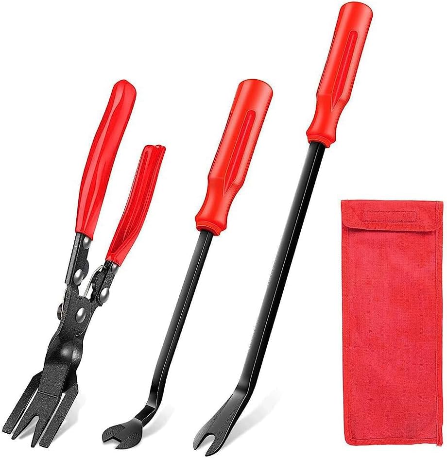 Car Repair Tool Rubber Clip Remover Tool Clip Pliers Set of 3 Fastener Removal Tool Car Trim Removal Tool Pry Tool Set Car Repairing Tool with Storage Bag