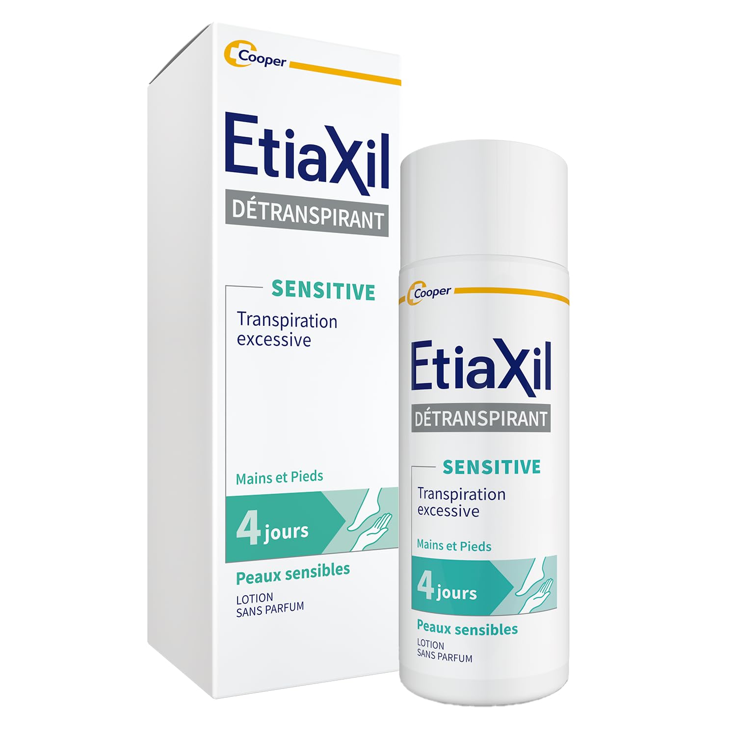 ETIAXIL - Déodorant Détranspirant - Traitement Transpiration Excessive - Pieds - Peaux Sensibles - Lotion Sans Parfum - 100 ml