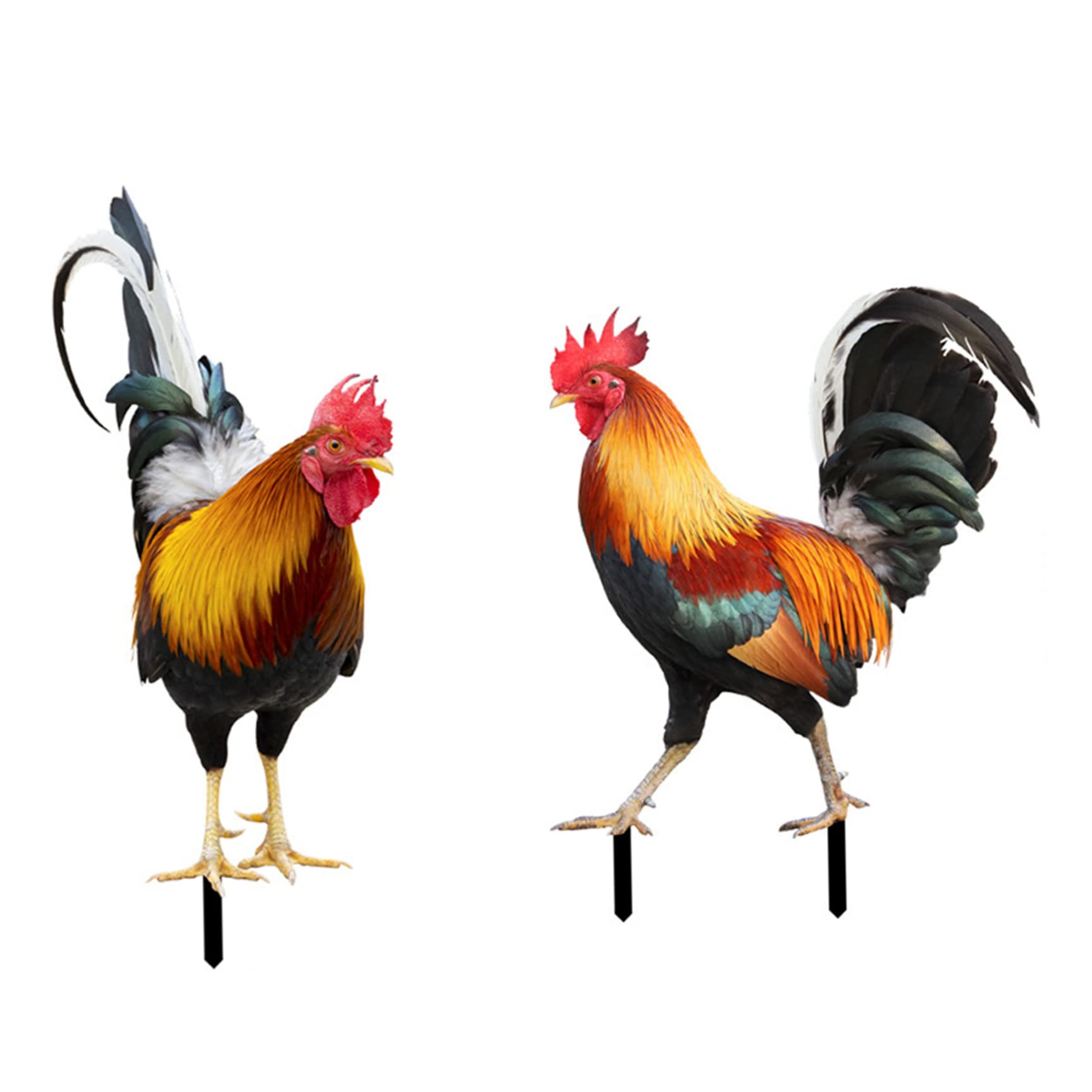 Monetais Garden Ornament Rooster Statue Lifelike Rooster Figurine Sculpture Chicken Art Garden Decoration Animal Ornament for Home Lawn 2Pcs Statue