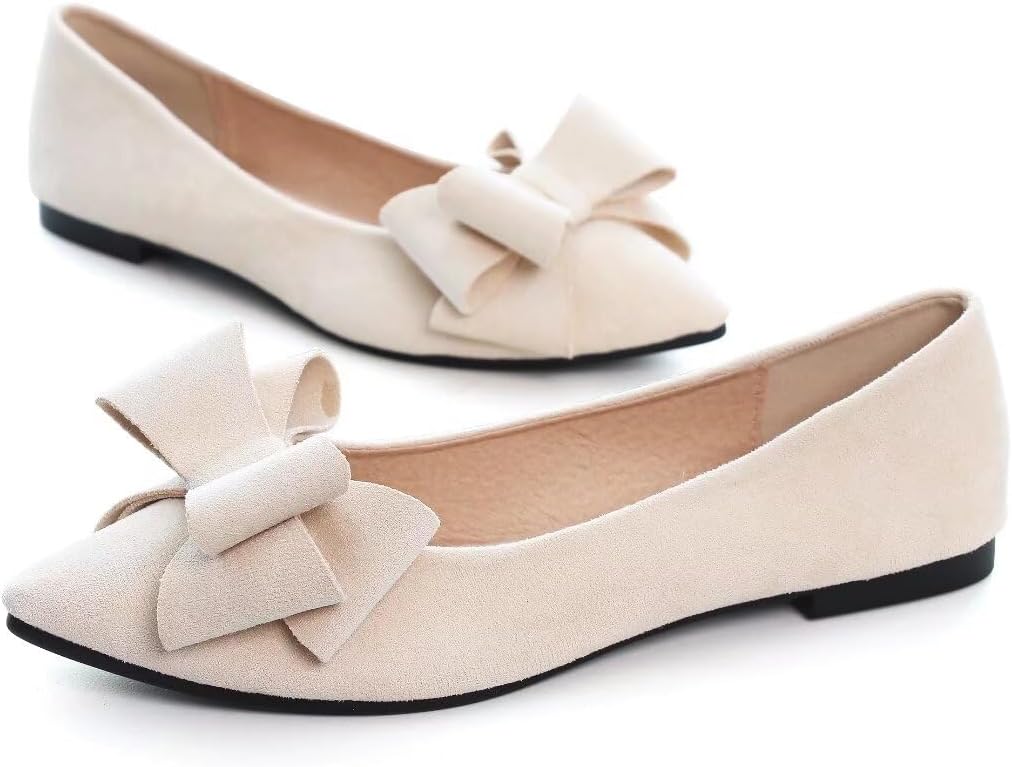Stunner Womens Bowknot Flower Ballet Flats Pointed Toe Soft Dress Shoes - Image 3
