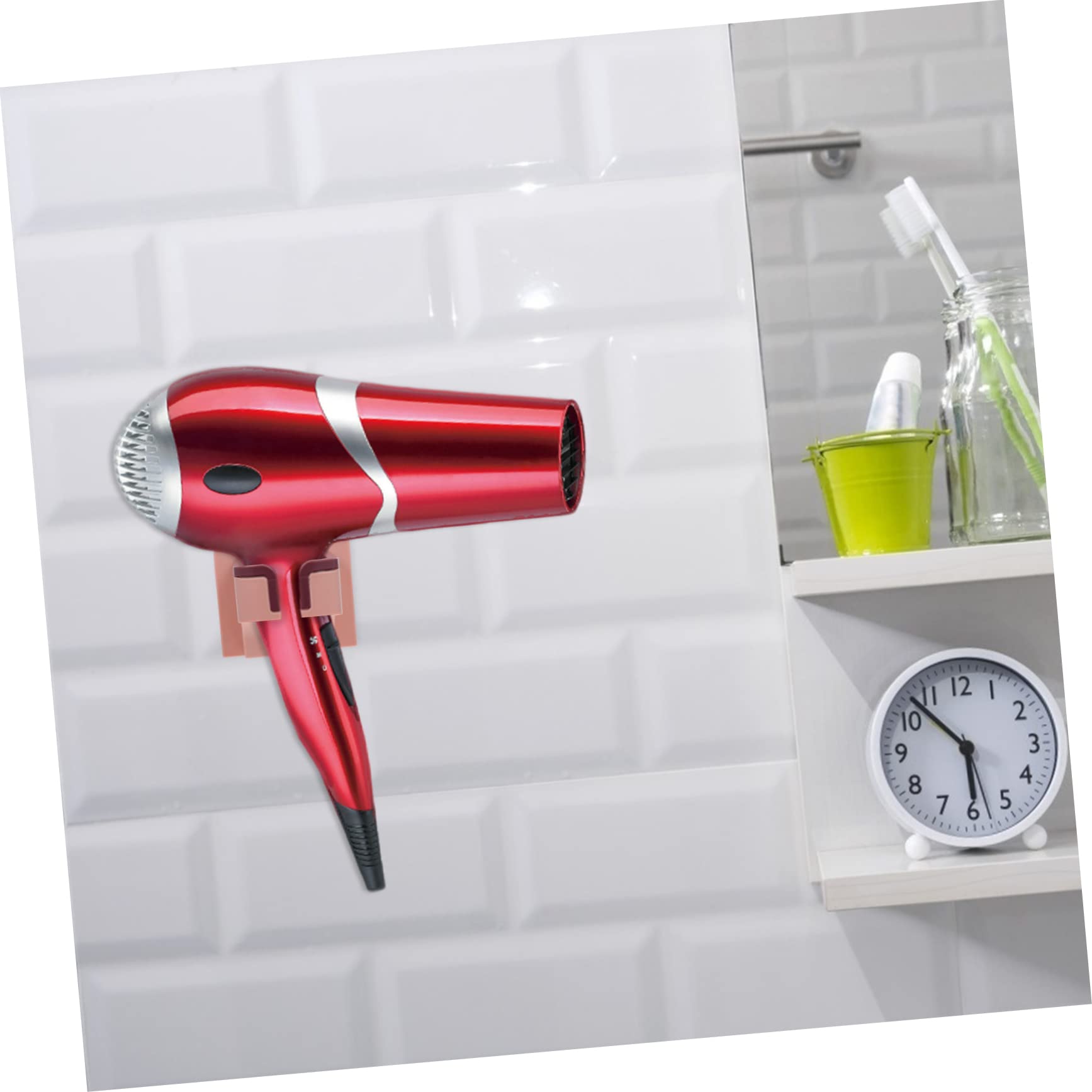 Beavorty 2pcs Blow Dryer Holders Wall-mounted Hair Dryer Rack No Drilling for Marble Tile Glass Metal Plastic Lacquer Plate Wood Stylish Design