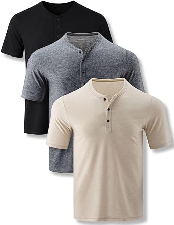 Liberty Pro 3 Pack Mens Casual Henley Short Sleeve Shirts