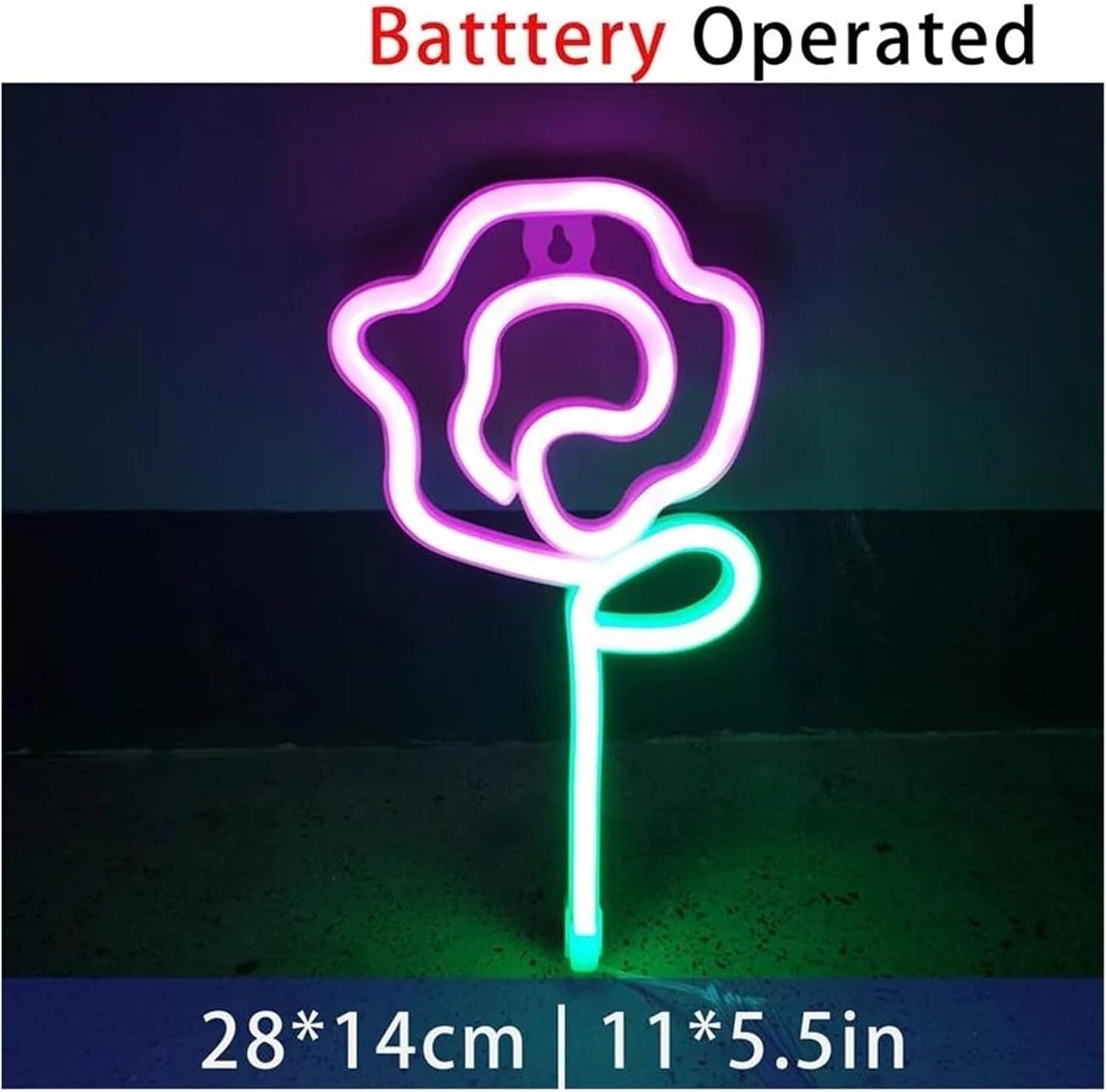 Regalo creativo per insegne al neon Lettere colorate per illuminazione interna, insegna al neon a forma di fiore per rosa per la parete della camera da letto e per le feste(2)