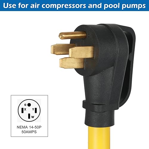 Miniatura 8 de NEMA - Adaptador en Y de 50 amperios 14-50P a TT-30R y 5-1520R, cable adaptador divisor RV 50A, cable adaptador 14-50P macho a TT-30R y 5-15R hembra