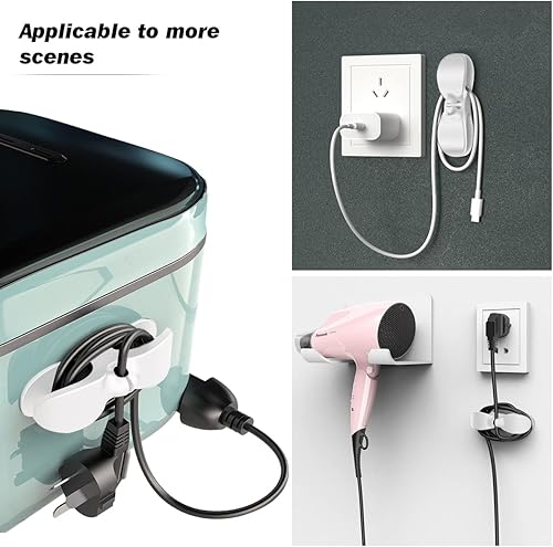 Miniatura 6 de Paquete de 8 organizadores de cables para electrodomésticos, organizador de cables para pegar en superficie plana o redonda para pequeños