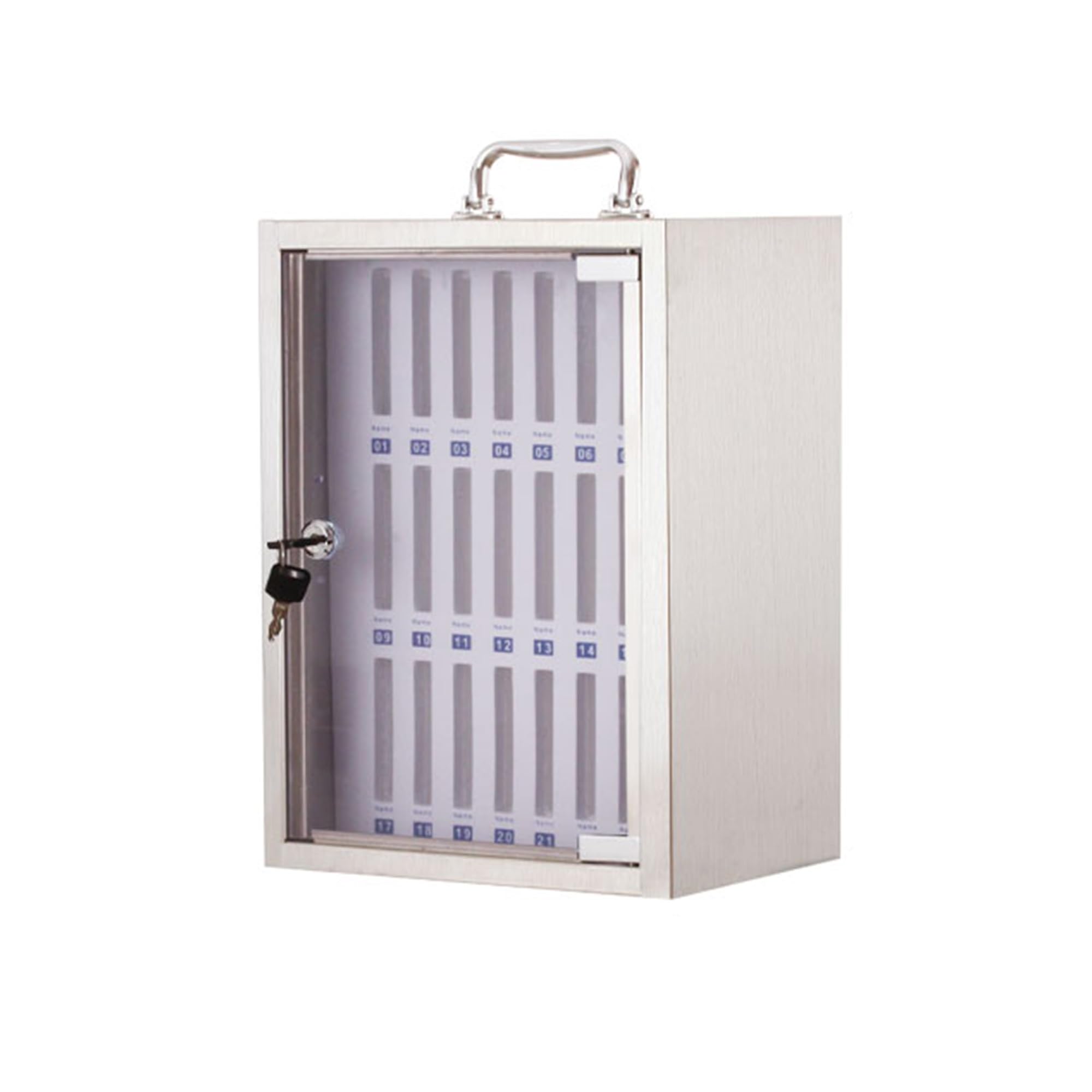 Generisch Wandmontierter Handyschrank aus Edelstahl mit 24 Fächern – Sicherer Organizer für Klassenzimmer, Schreibtische und Wertsachen von Schülern