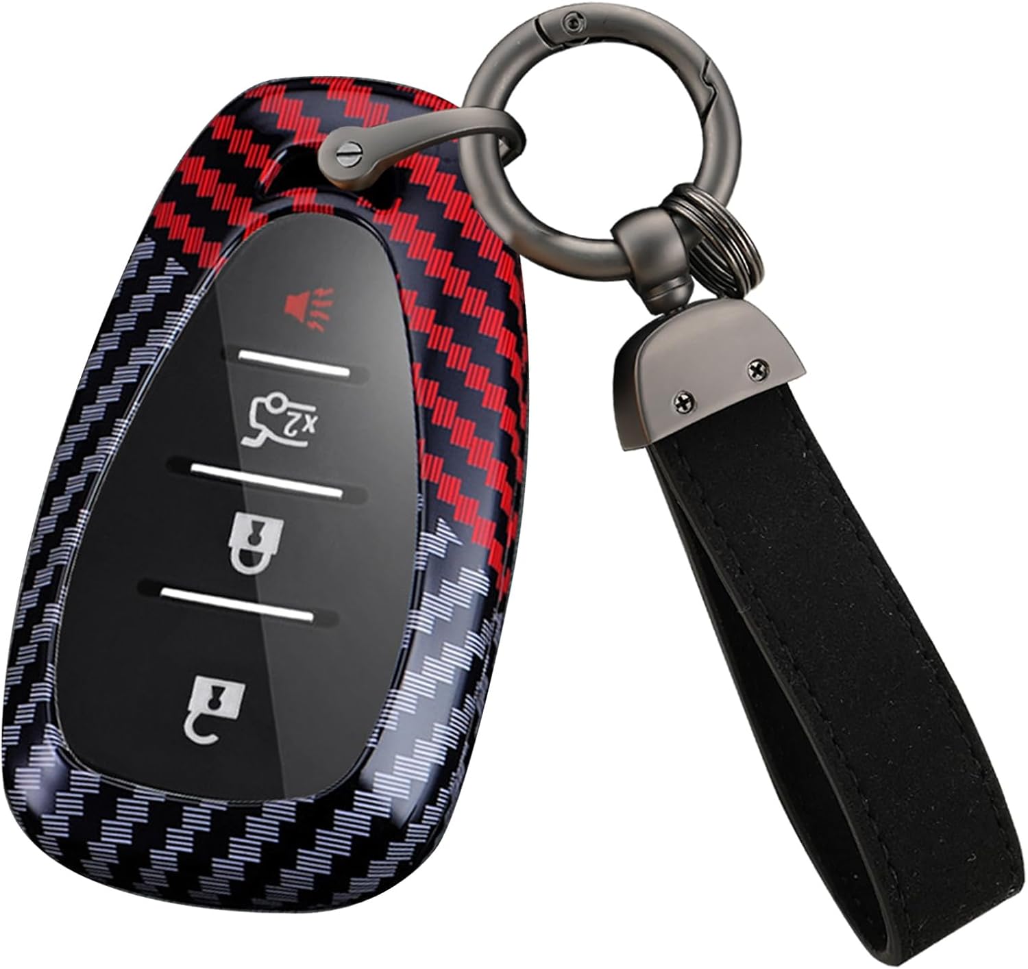 HIBEYO Key Fob Cover Compatible with Chevrolet Onix Equino Orlando Cruze Spark Sonic Camaro Volt Bolt Trax Malibu Blazer Traverse Key Case PC Material Accessories Car Key Holder-A Keychain Black Red