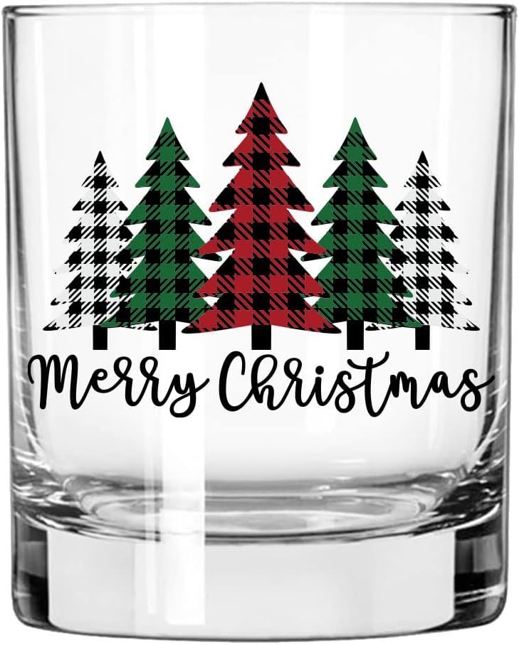Toasted Tales Plaid Trees Christmas Drinking Glasses 11