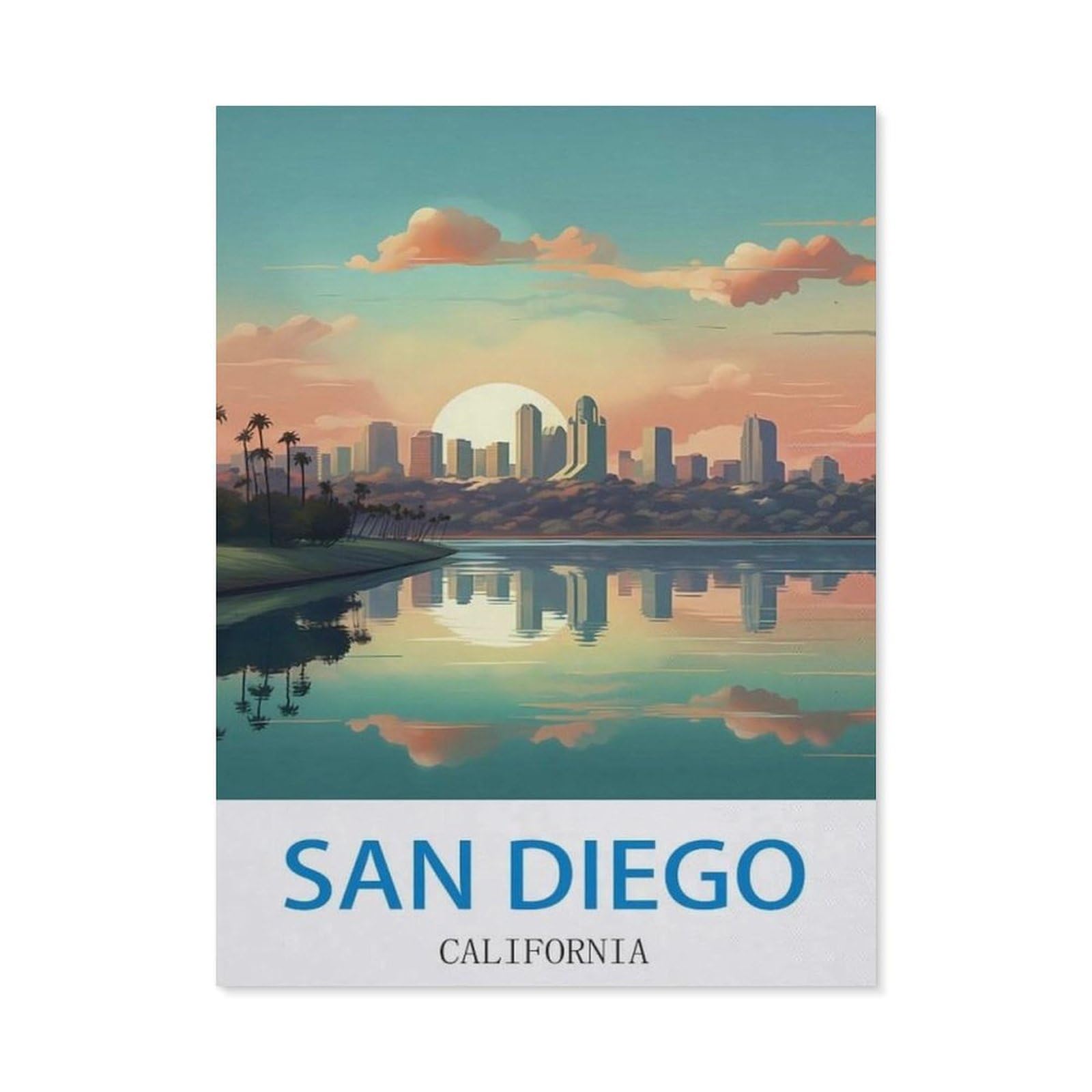 BEAYODKP DIY Diamond Painting，San Diego California，Cross Stitch Full Drill 5D Embroidery Mosaic Wall Decor Art（40 x 50 cm/15.74 x 19.68 inches）-CK9