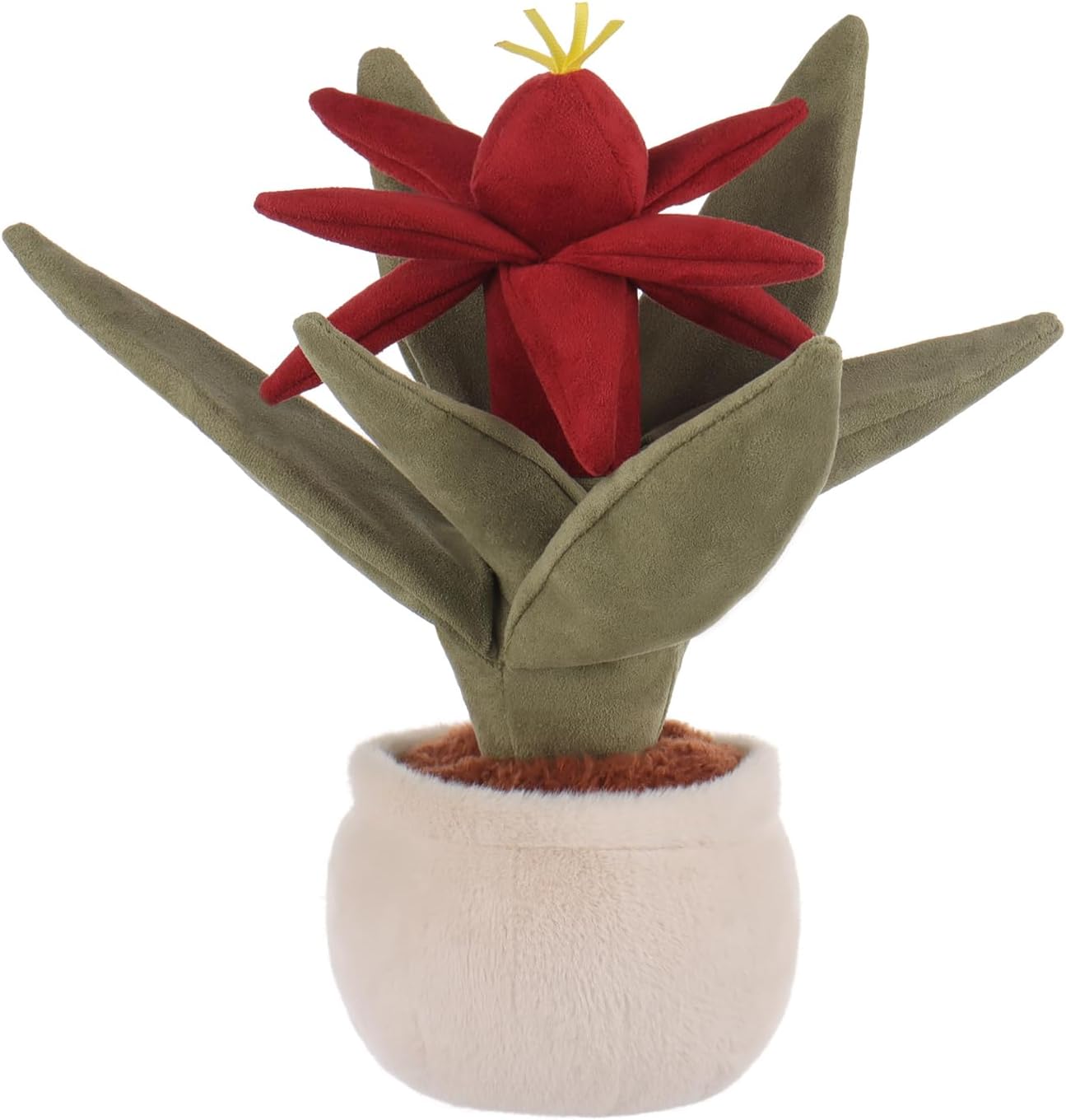 Apricot Lamb Potted Flower Plush Red Vriesea Bromeliad Plant Stuffed Animals for Kids, Soft Cute Plushies Toys for Baby Girl and Boy, Fluffy Red Vriesea Bromeliad Plant
