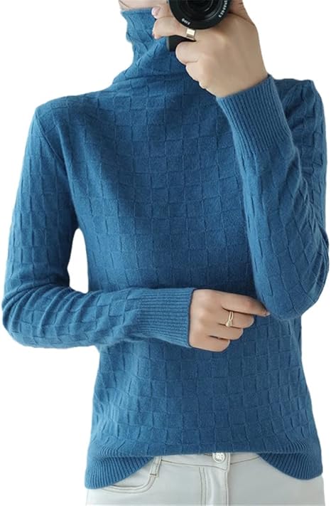 Wvapzxx Autumn and Winter Women's Turtleneck Sweater Solid