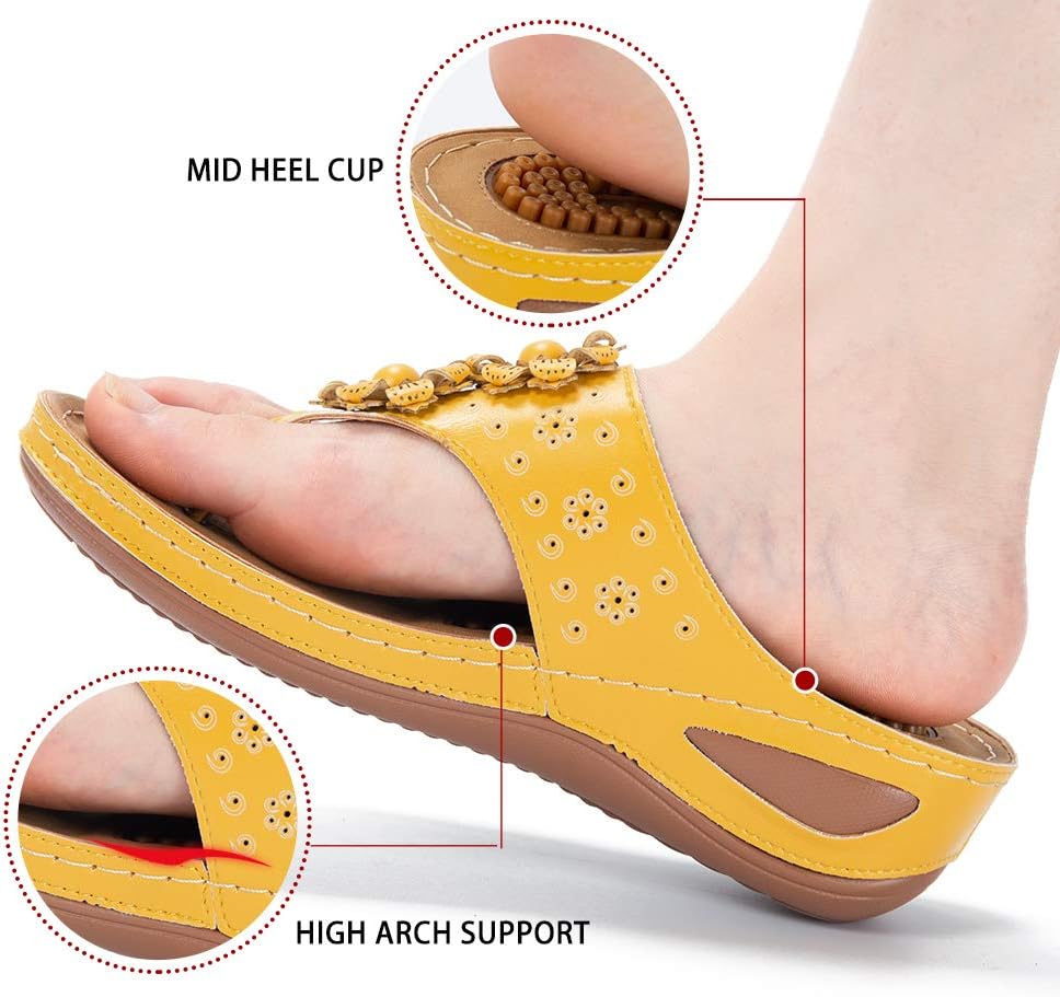 Ecetana Womens Sandals Platform Wedge: Comfortable Dressy Casual Summer Beach Shoes Slides Walking Flip Flops for Women - Image 3