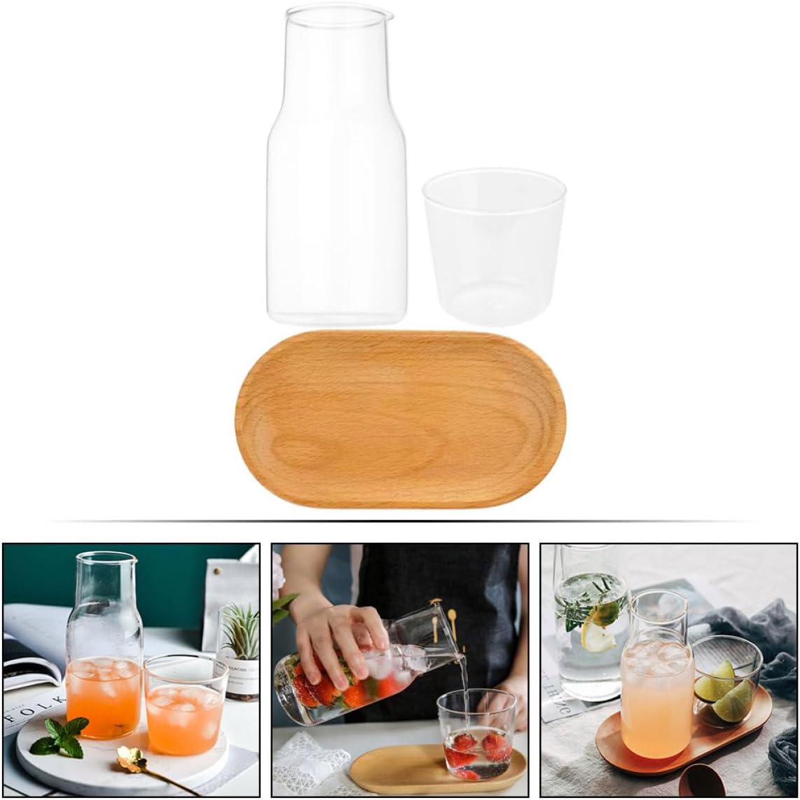 PRETYZOOM Bedside Water Carafe 16 Oz Glass Set for Bedroom Nightstand, Night Water Carafe Set, Mouthwash Dispenser for Bathroom, with Cup - Image 4