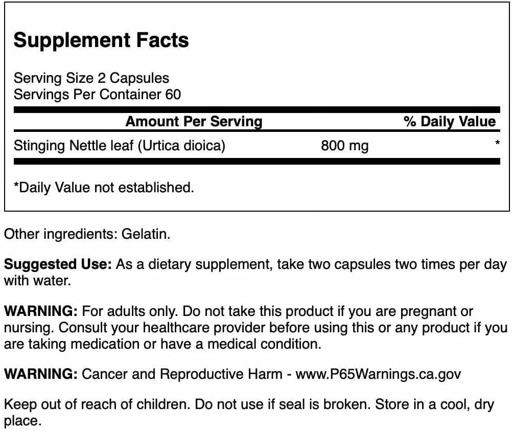 Swanson Stinging Nettle Leaf (Urtica Dioica) - Herbal Supplement Promoting Urinary Tract & Respiratory Health Support - May Support Healthy Fluid Balance - (120 Capsules) (4 Pack)