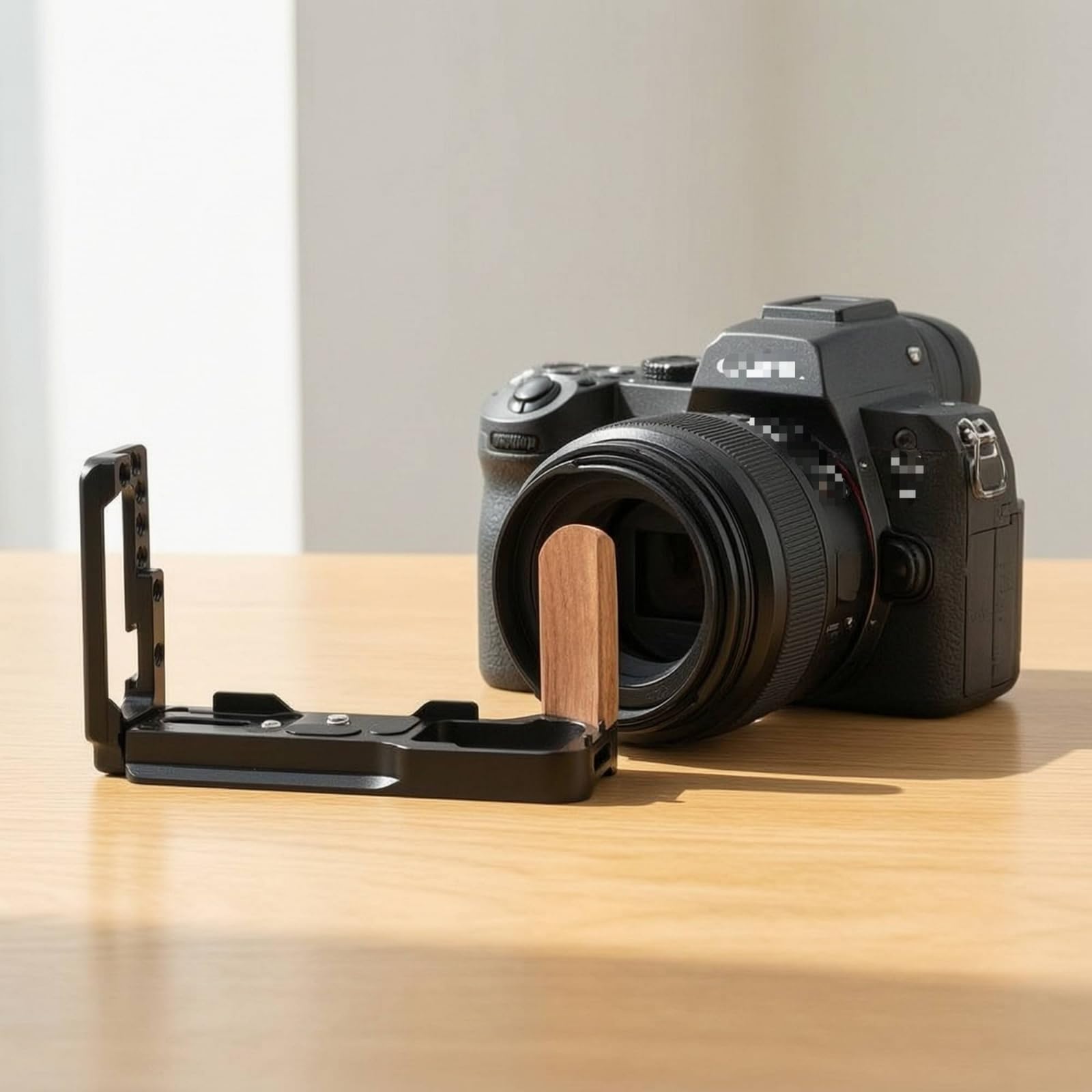 Camera Grip Impugnatura L Piastra a Sgancio Rapido Staffa Alluminio con Fori Regolazioni Flessibili Presa Ergonomica per Riprese Stabili Adatto a , Manico In Legno Di Pero