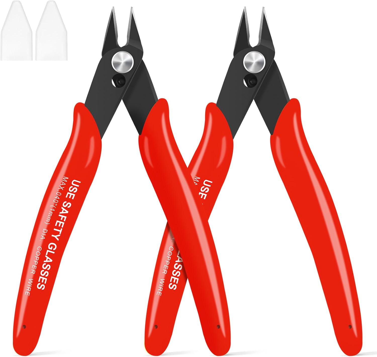 HongWay 2 Pcs 170 5-Inch Flush Cutters, Micro Wire Cutters Spring Loaded, Sharp Zip Tie Cutter for Electronics, Jewelry, Precision Pliers for 3D Print Support, Models, Floral, Soft Copper, Red