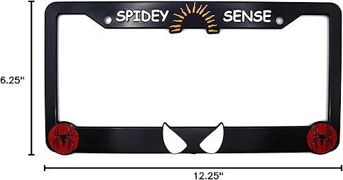 Miniatura 6 de Spidey Sense Marco de Matrícula 3D Elevado | Paquete de 1 Cubierta de Matrícula de Personaje | Soporte Universal de Matrícula Negra para Automóvil