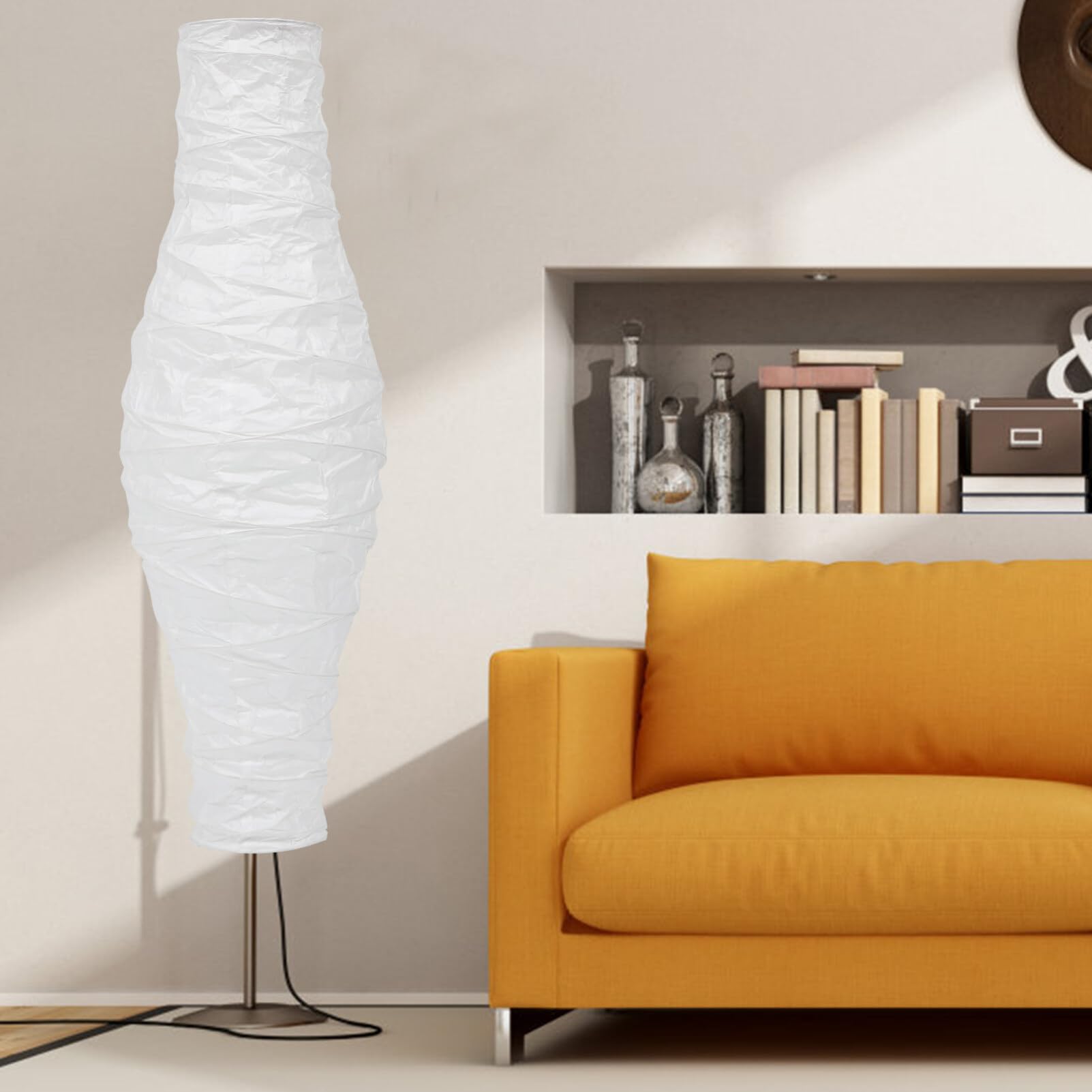 Housoutil Paralume Lampada da Nordico in Carta Bianco Struttura in Ferro, Semplice e Facile da Installare, per Camera