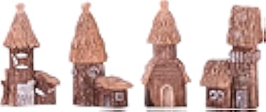 Haohaiblooms 4 Pieces Miniature Tree House Set - Vintage Fairy Garden Decor, DIY House Ornaments for Micro Landscape, Home Decoration, Accessories for Fairy Garden Supplies, Outdoor & Desktop Decor