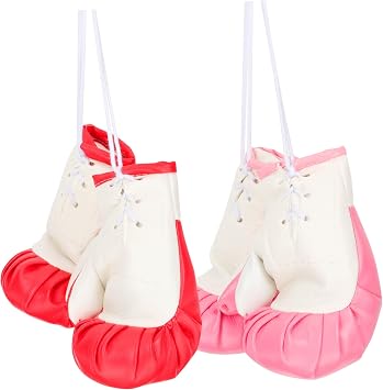 2pairs Mini Boxing Gloves Keychains of Vibrant Miniature Boxing Gloves for Christmas Decorations Car Hanging Accessories and Sports Souvenirs Red White White