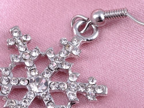 Alilang Christmas Winter Snow Snowflake Ice Cold Crystal Rhinestone Dangle Drop Earrings #TOP4