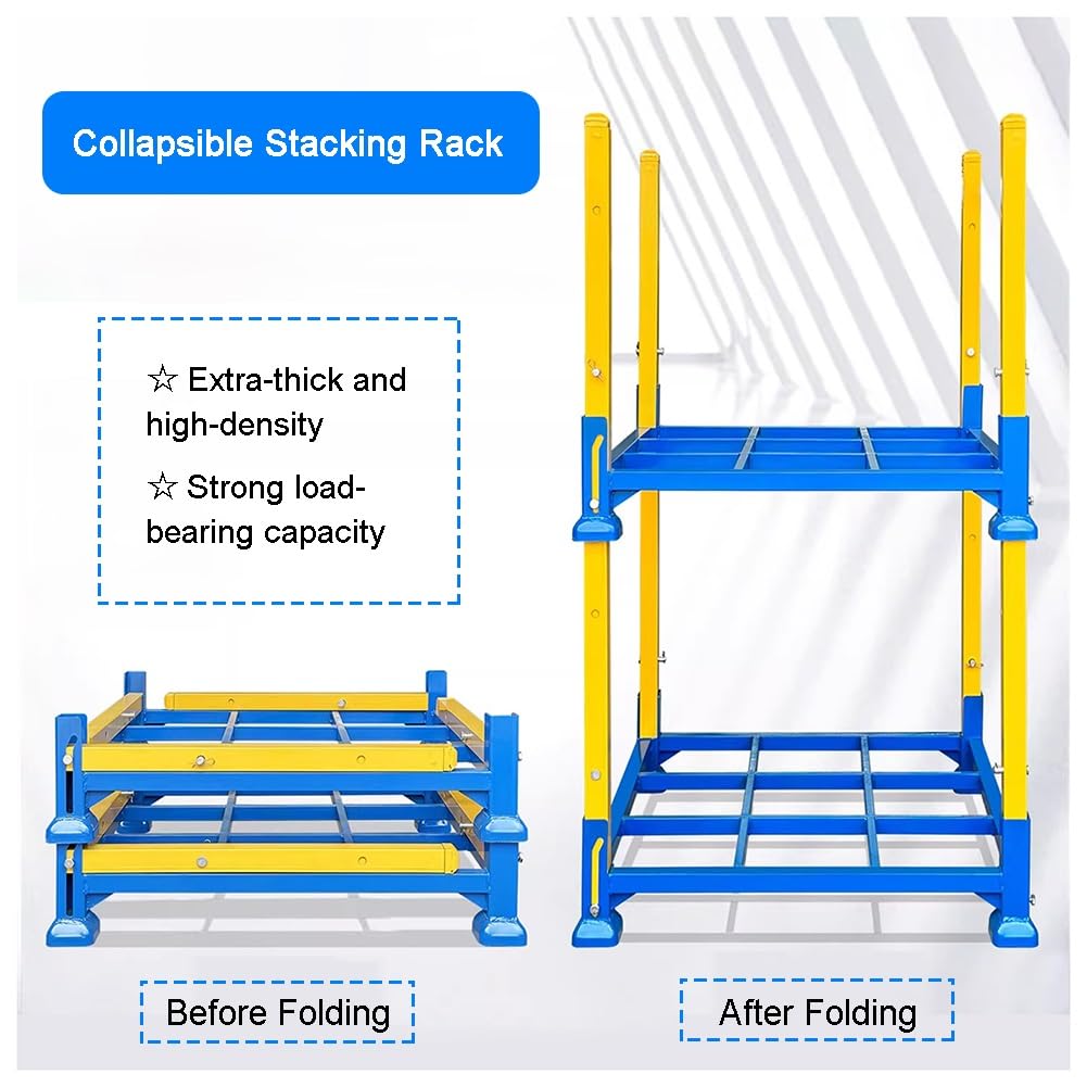 exproyzk Scaffale Impilabile Da Magazzino – Elevata Capacità Di Carico – Scaffalatura Metallica Componibile – Struttura Di Stoccaggio Sovrapponibile Per Dispensa, Garage(C,1X1X1.2M)