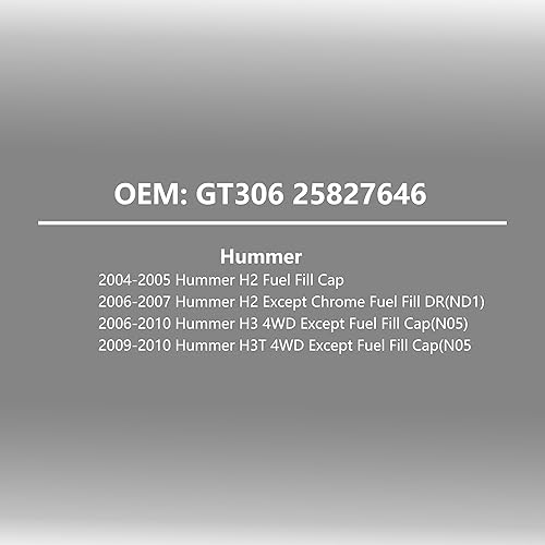 Miniatura 2 de Tapa de gasolina de repuesto GT306 25827646 para 2004 2005 2006 2007 Hummer H2 tapa de gas de combustible, 2006 2007 2008 2009 2010 tapa de llenado