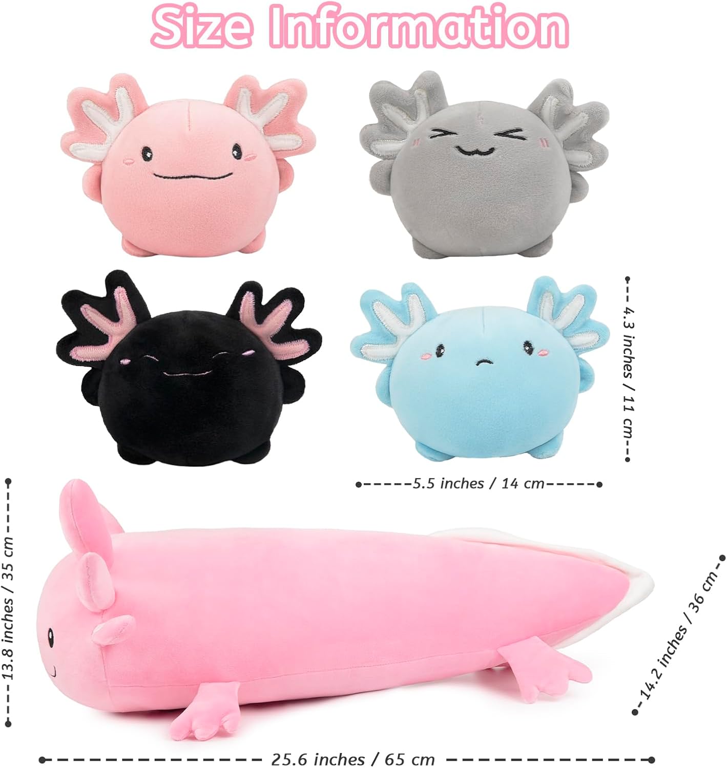 Niuniu Daddy 23" | 5Pcs Axolotl Plush Toys with 4 Babies Inside- Soft Pink Axolotl Stuffed Animal, Cute Birthday Or Christmas Plushies Gift for Girls & Boys