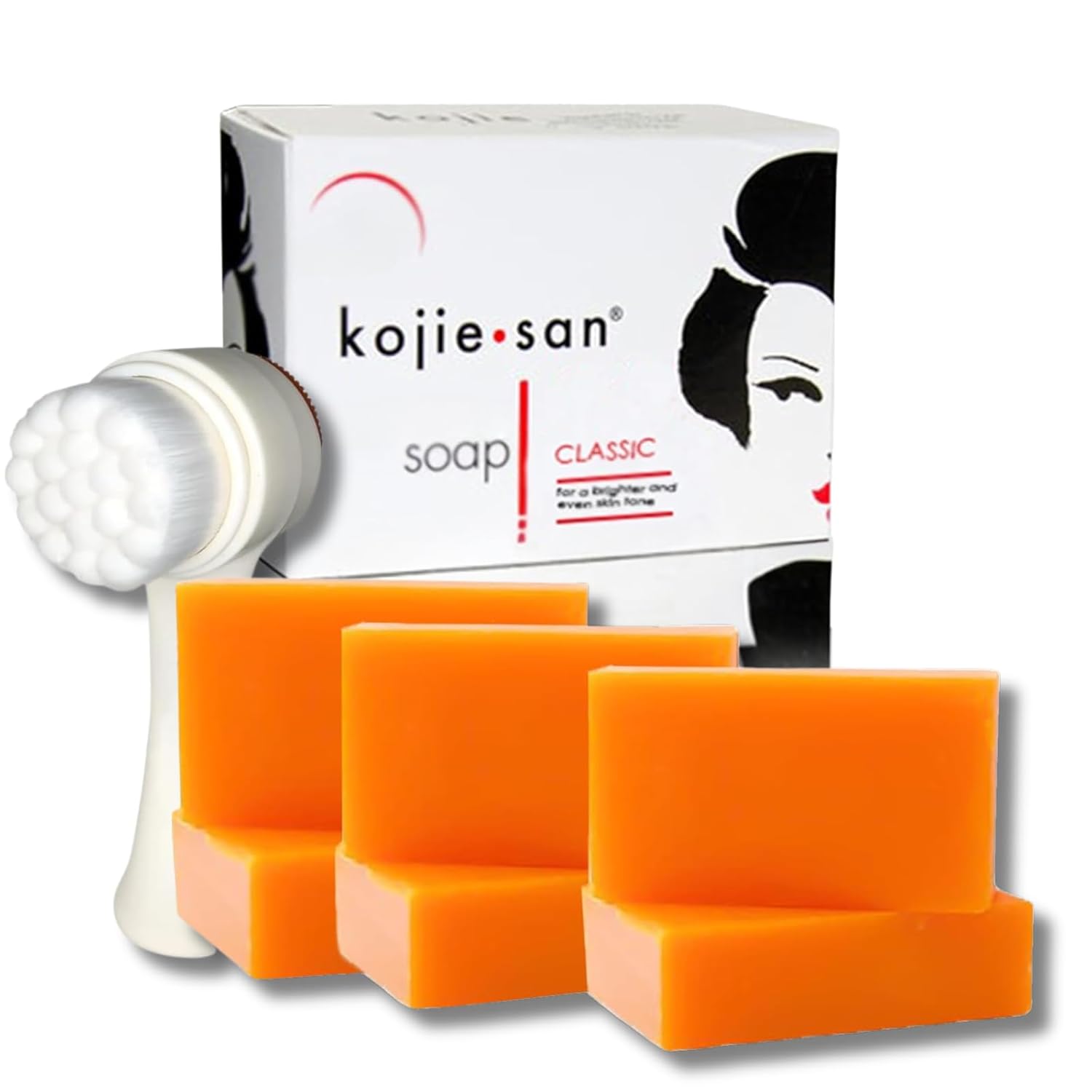 Kojie San Skin Brightening Brush Set – Original Kojic Acid Soap That Helps Reduces Dark Spots & Other Types of Skin Damage – 65g x 6 Bars and Relumins Deep Pore Facial Cleansing Brush Kojie San Skin Brightening Brush Set – Original Kojic Acid Soap That Helps Reduces Dark Spots & Other Types of Skin Damage – 65g x 6 Bars and Relumins Deep Pore Facial Cleansing Brush