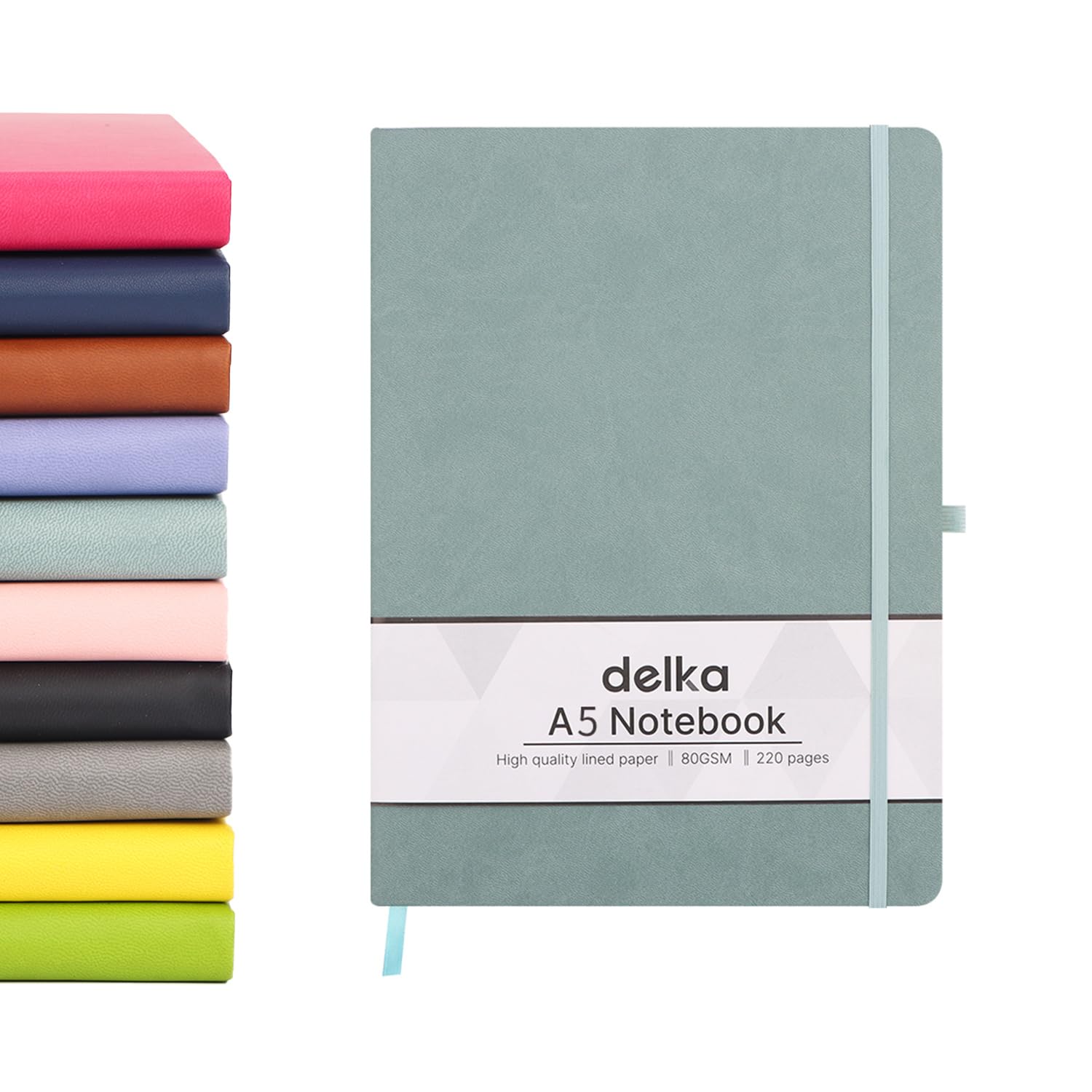 delka A5 Notebook – Lined Notepad Journal, Soft Cover Writing Pad for Office, School, College, Home & Business – Ideal for Note Taking, Daily Planning, Journaling & Study (MATTE GREEN, Pack of 1)