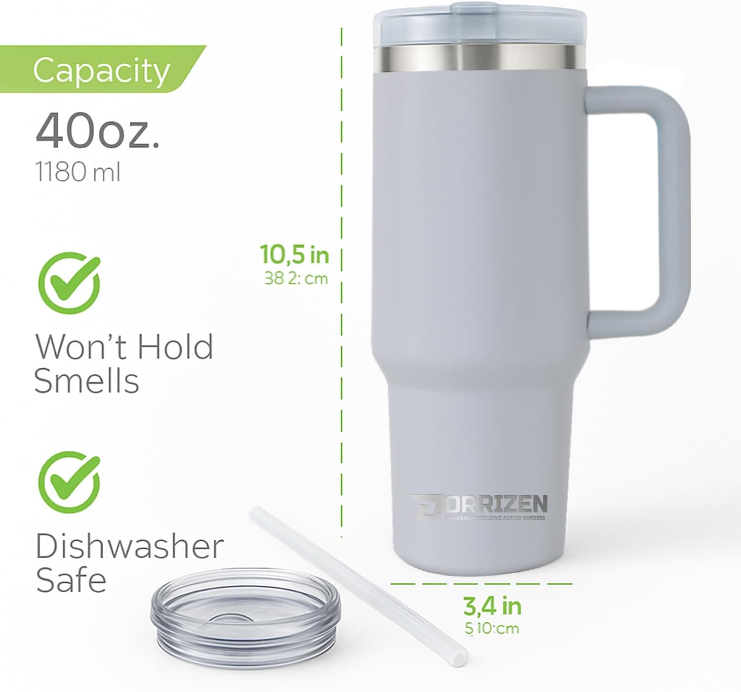 Quencher H2.0 Tumbler with Handle and Straw 40 oz | Flowstate 3-Position Lid | Cup Holder Compatible for Travel | Stay refreshed all day with an extra-large 40oz capacity. (Cool gray) - Image 3