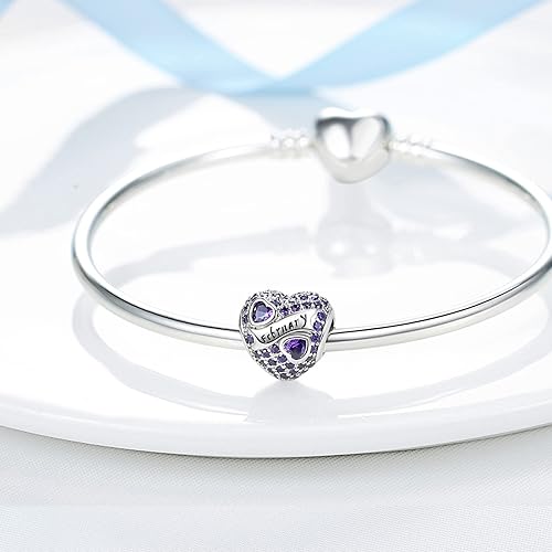 Miniatura 3 de Dijes de plata de ley 925 con piedra natal para pulsera, abalorios, pulseras, dijes, joyería de bricolaje, regalo de cumpleaños para mujeres