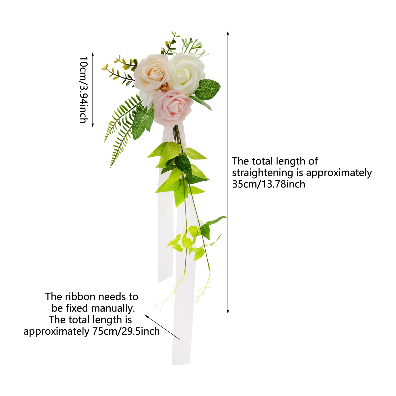 10 Stück Hochzeitsstuhl-Rücken blumen, Blumendekoration mit Bändern, Hochzeit Stuhl Deko, für Hochzeitsfeiern, rosa