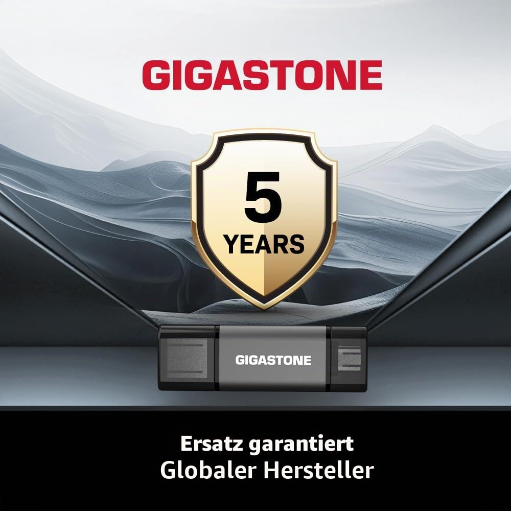 GIGASTONE 256GB Dual-Laufwerk, Z40 USB 3.2 Gen 1, 2-in-1 Type-A & Type-C, 100MB/s UltraSchnell, Mit Schutzkappe, Plug & Play für Smartphone/PC/Mac/TV/Auto USB 2.0/3.0/3.1 Kompatibel