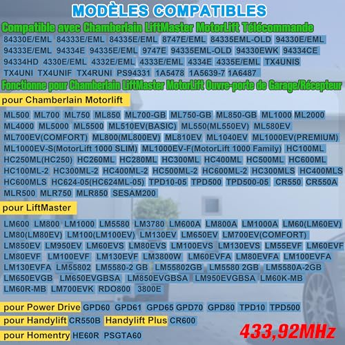 Mando de garaje 84335EML compatible con Chamberlain, LiftMaster y MotorLift (Pack de 2) 4